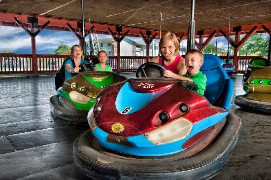 vintage bumper cars at fairground