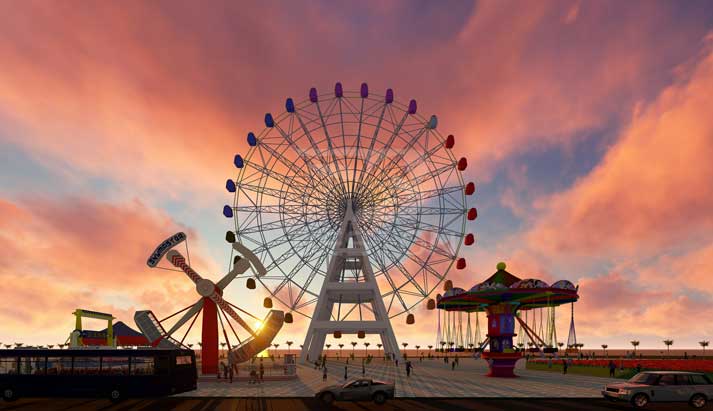 Big ferris wheel ride in the amusement park